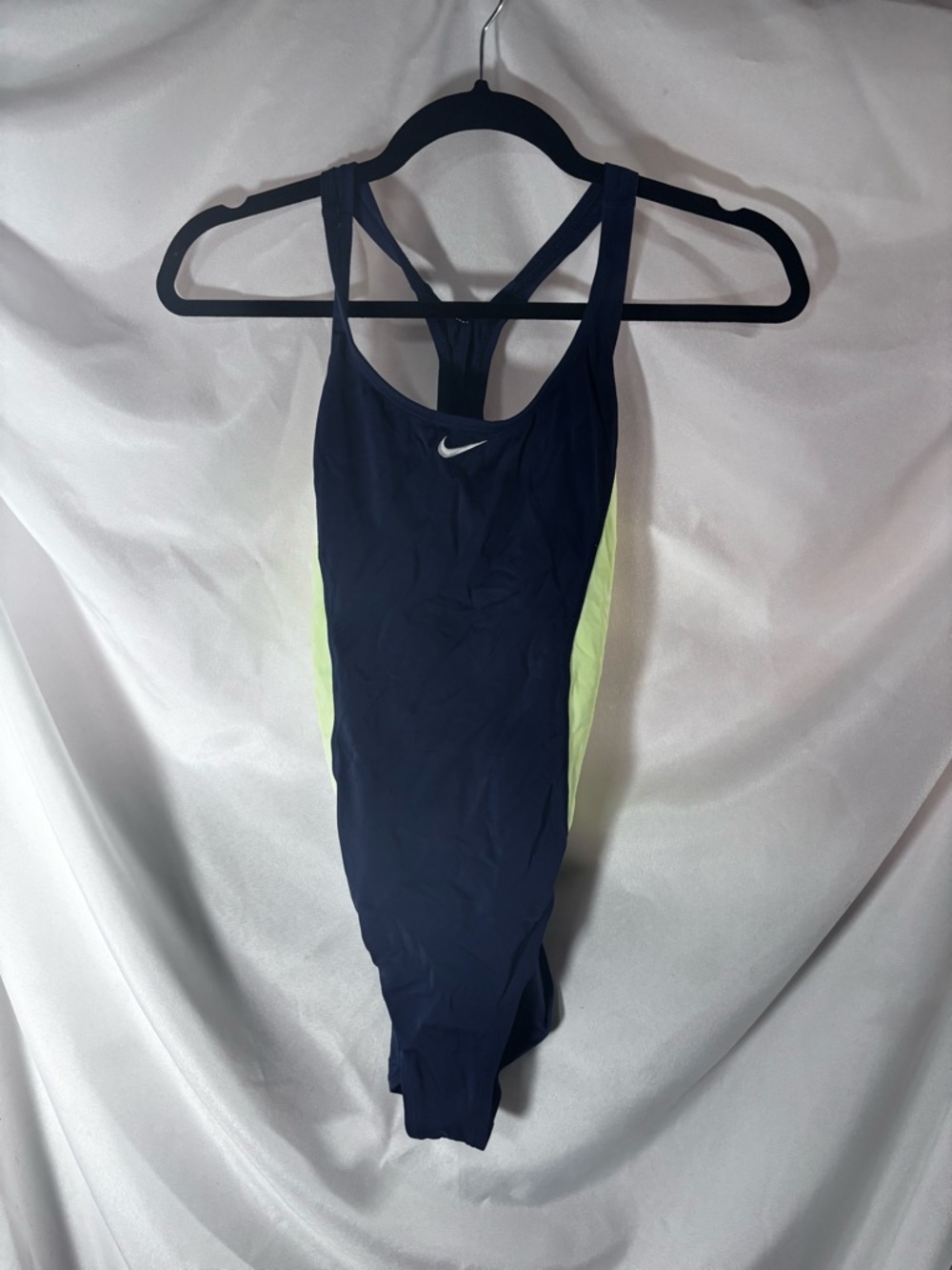 Nike Navy‎ One-Piece Swimsuit with Neon Yellow Side Panels